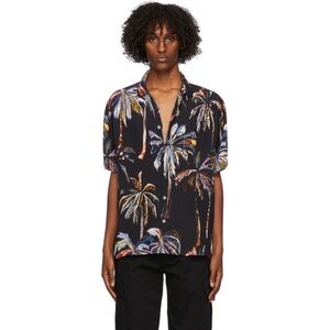 Endless Joy Black Acid Palm Shirt Men’s XL Button Down Short Sleeve Viscose $555